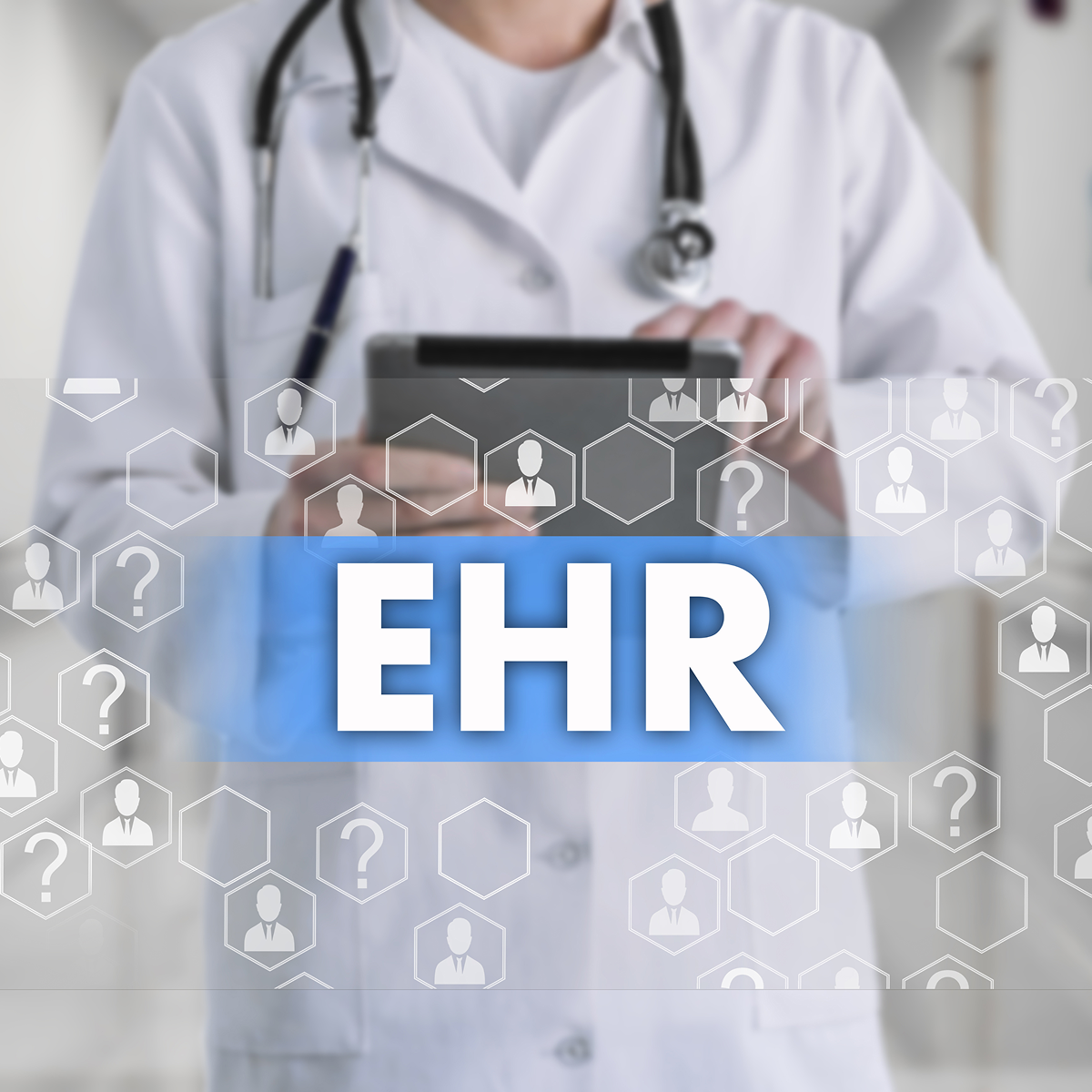 Doctor using tablet for electronic health records.