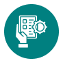 Icon of a hand adjusting settings on a control panel.