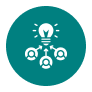 Icon depicting collaborative idea sharing among people.
